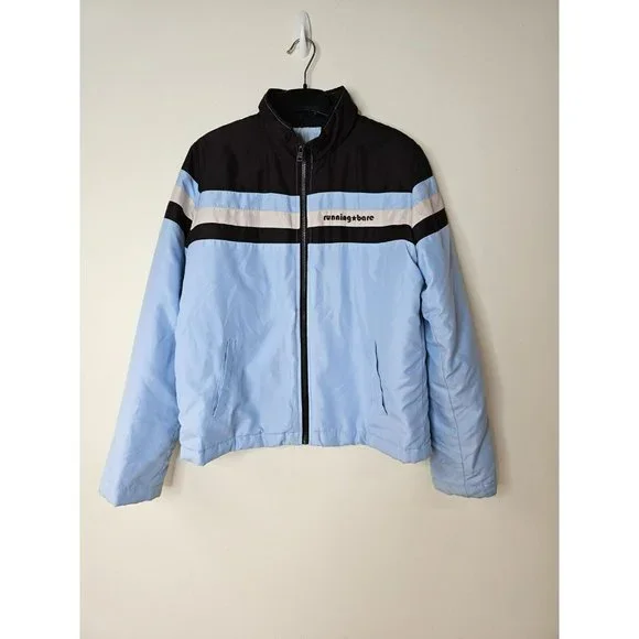 RUNNING BARE lightly padded jacket women's size 12 retro 70s 80s brown blue - Picture 2 of 9